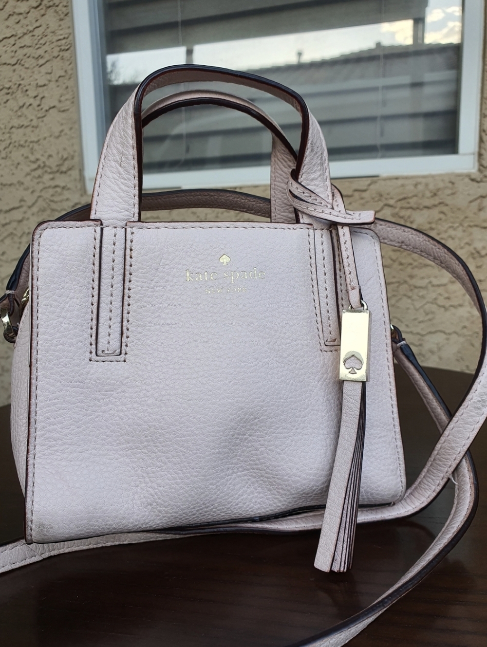 Kate Spade Grey St Mini Dominique Satchel Magnolia Pink Pebble Leather Crossbody - Picture 1 of 13